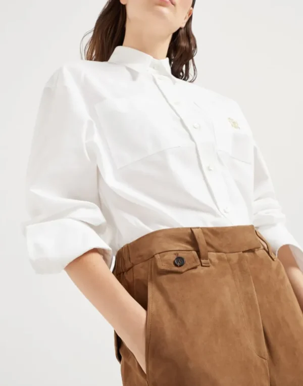 Suede cropped chino trousers