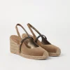 Suede espadrille wedges with precious strap