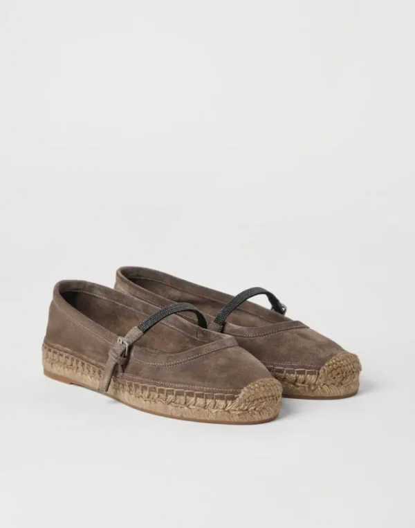 Suede espadrilles with precious strap