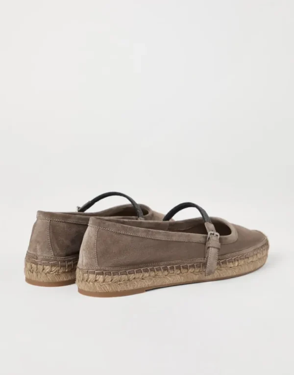 Suede espadrilles with precious strap