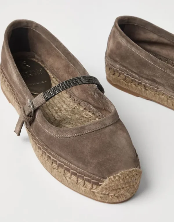 Suede espadrilles with precious strap