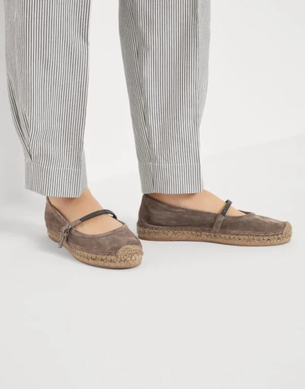 Suede espadrilles with precious strap