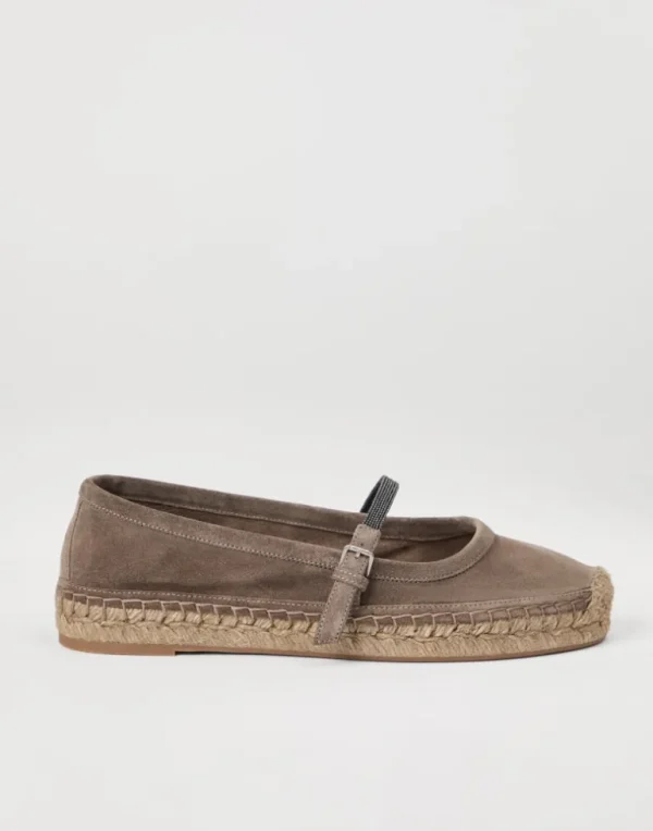 Suede espadrilles with precious strap