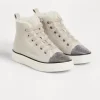 Suede high top sneakers with shearling lining and monili