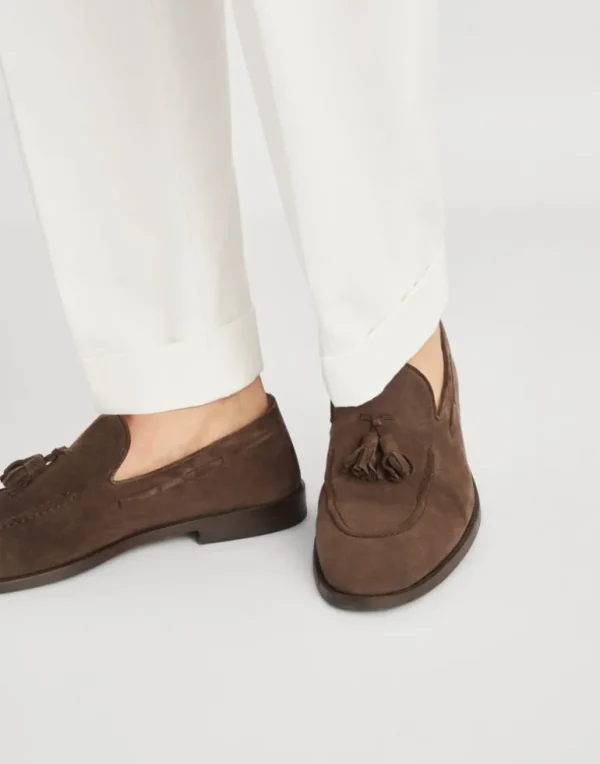 Suede loafers with tassels