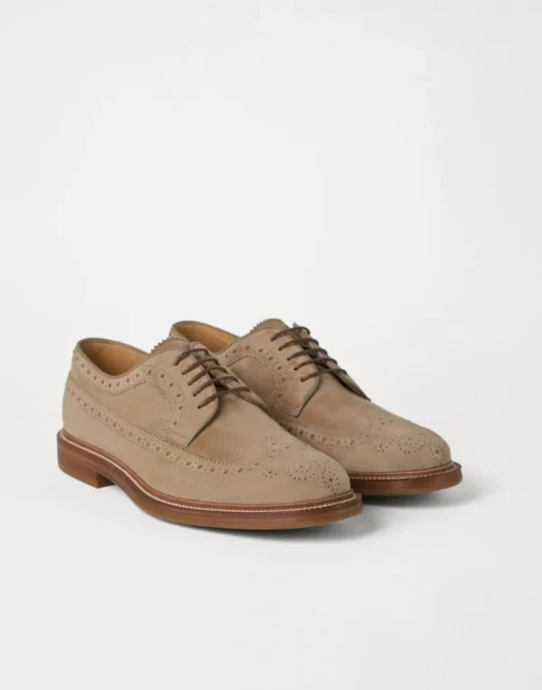 Suede longwing brogues