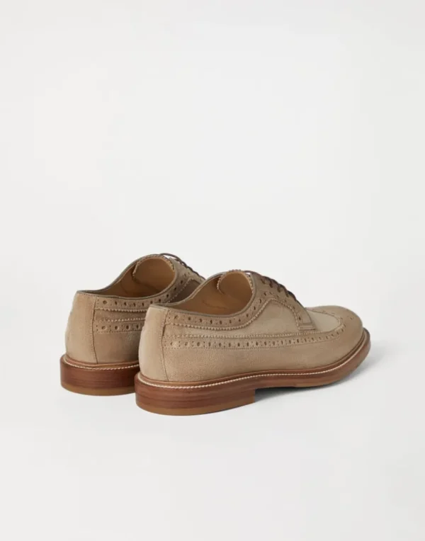 Suede longwing brogues