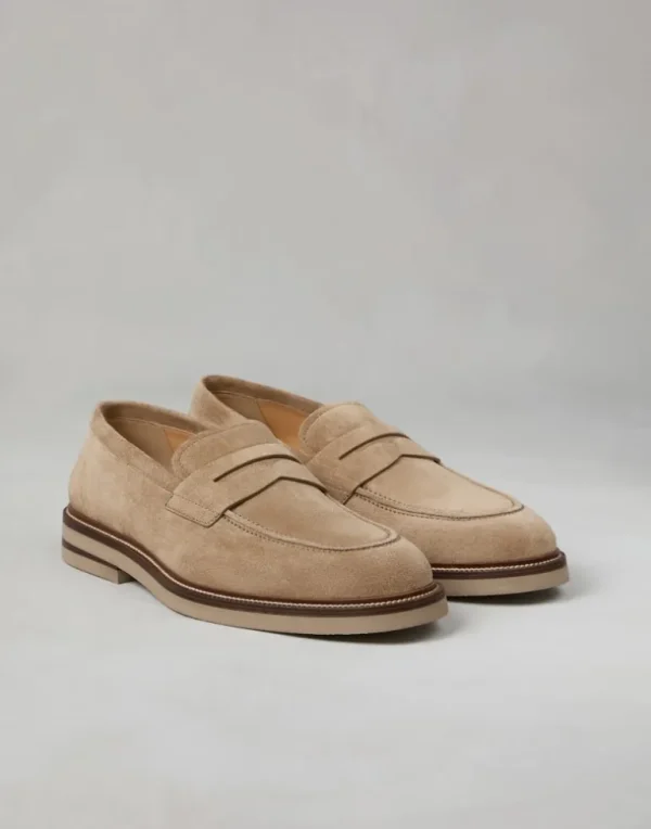 Suede penny loafers