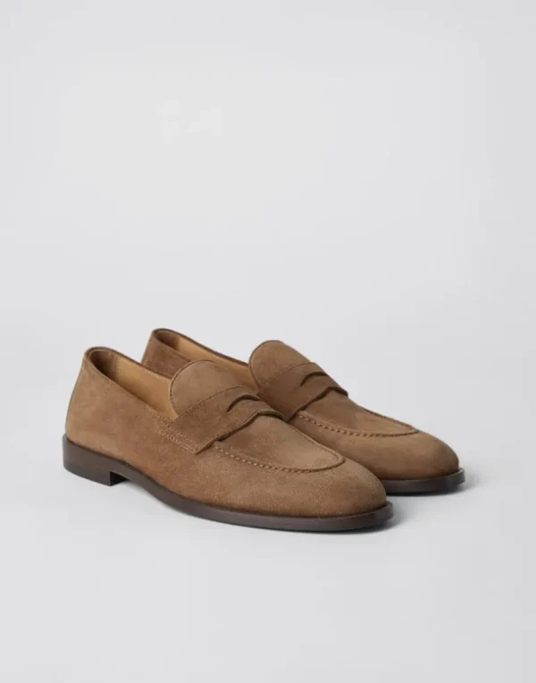 Suede penny loafers