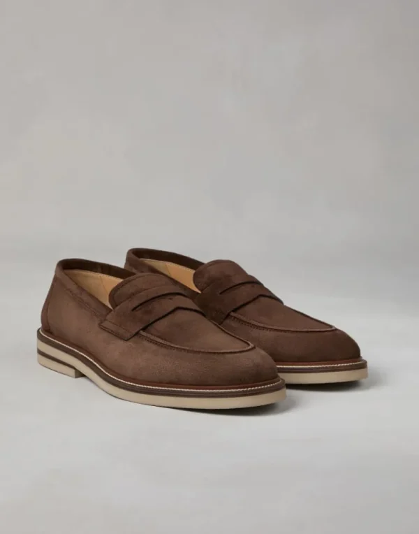 Suede penny loafers