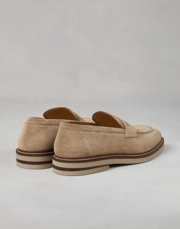 Suede penny loafers