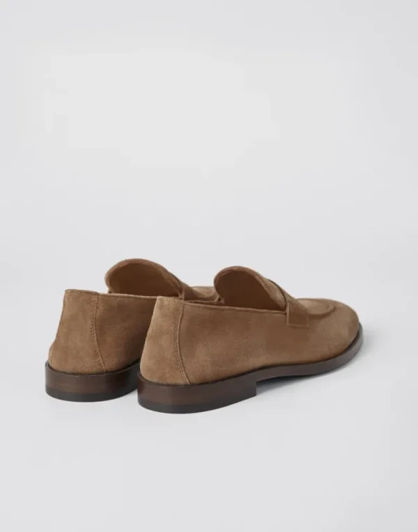 Suede penny loafers