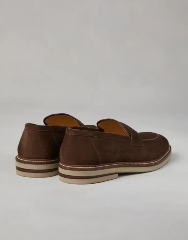 Suede penny loafers