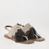 Suede sandals with precious tassels