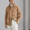 Suede shearling field jacket