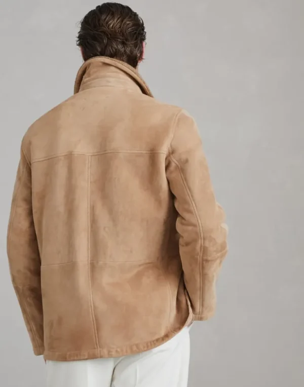 Suede shearling field jacket