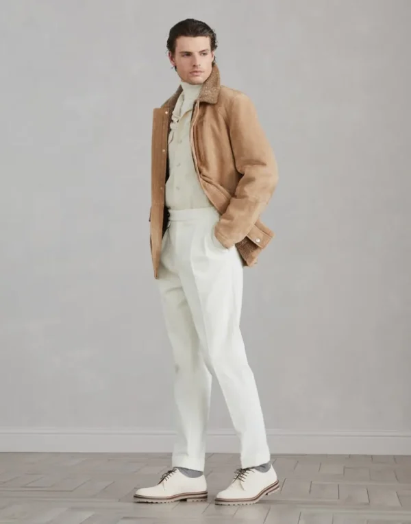 Suede shearling field jacket