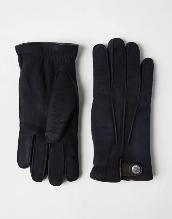 Suede shearling gloves