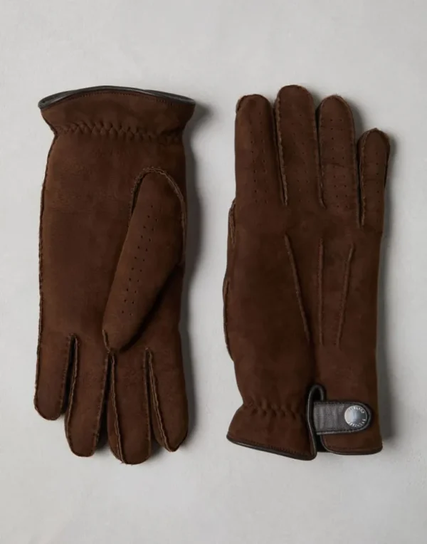 Suede shearling gloves