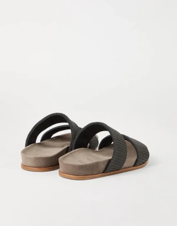 Suede slides with precious straps