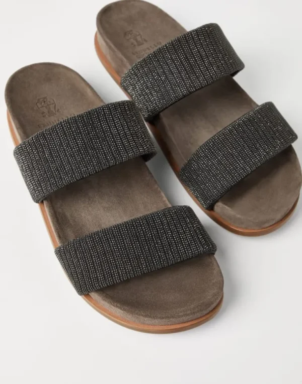 Suede slides with precious straps