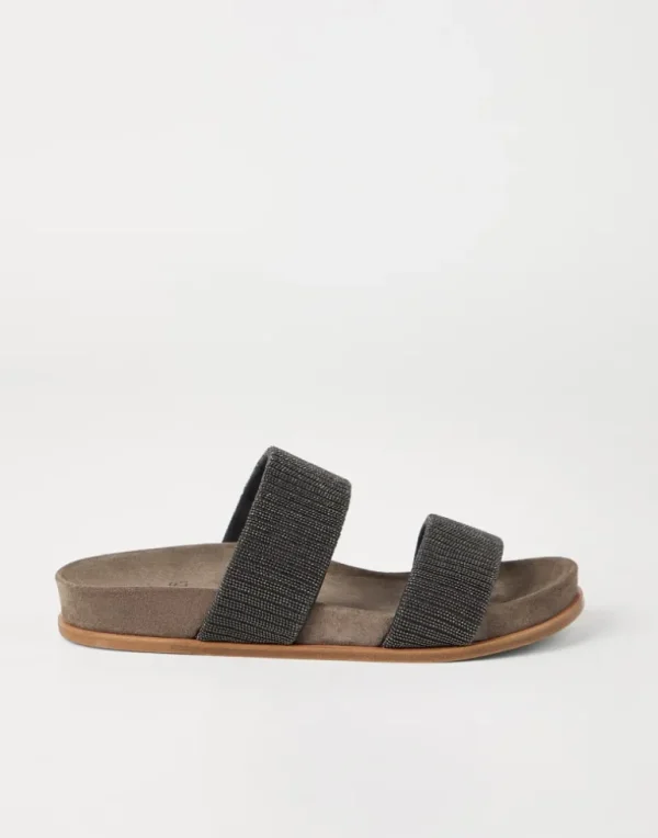 Suede slides with precious straps