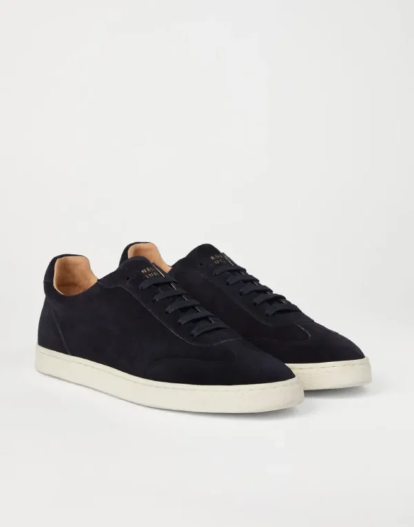 Suede sneakers with natural rubber sole