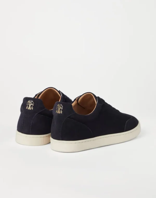 Suede sneakers with natural rubber sole