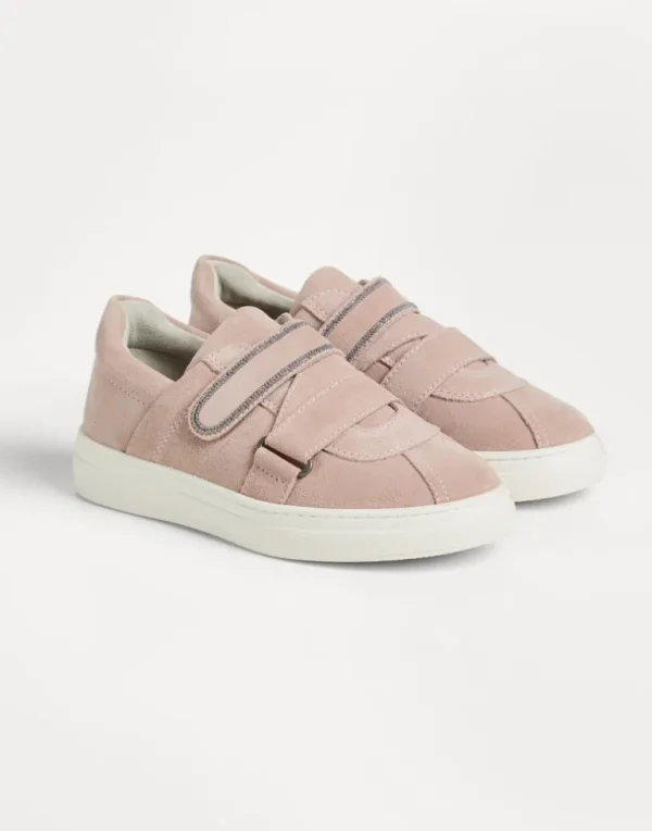 Suede sneakers with straps and monili