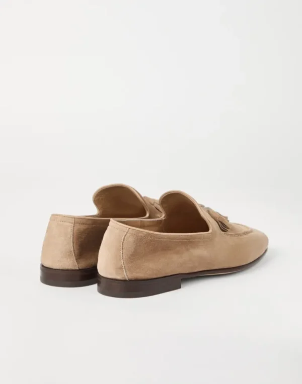 Suede soft loafers with tassels