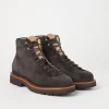 Suede urban outdoor boots with corduroy insert