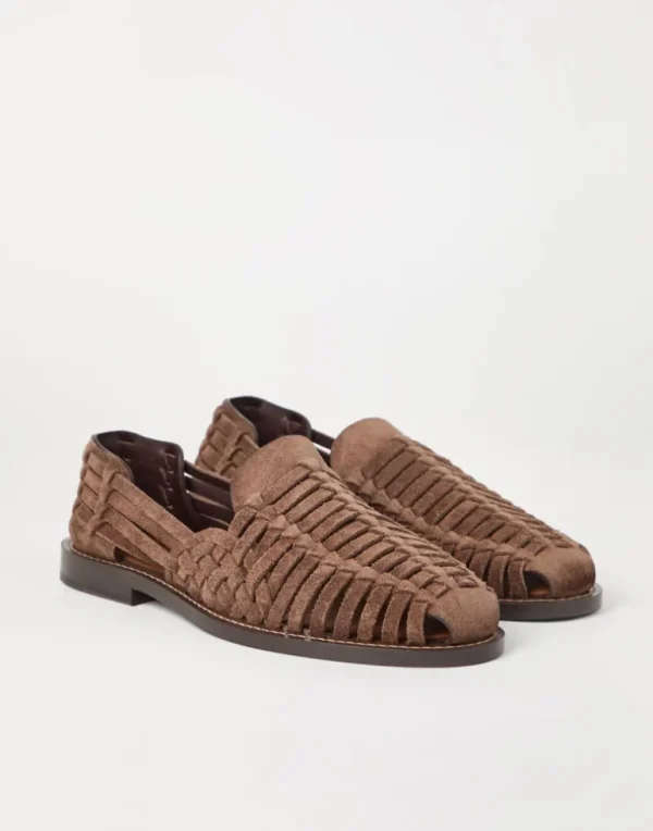 Suede woven sandals