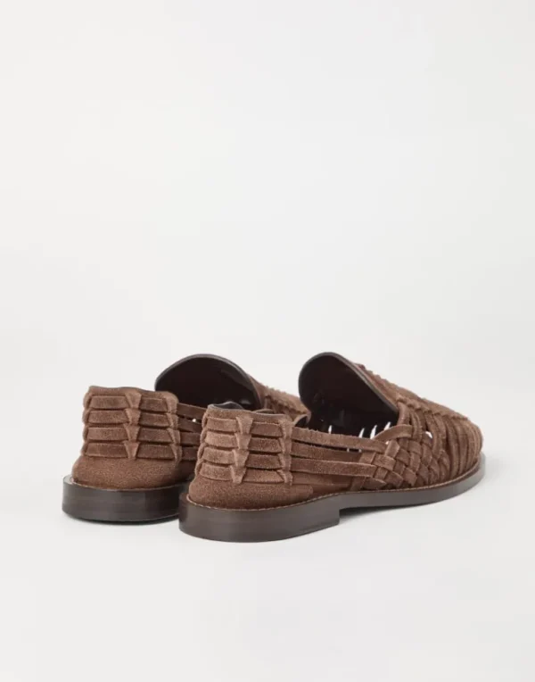 Suede woven sandals