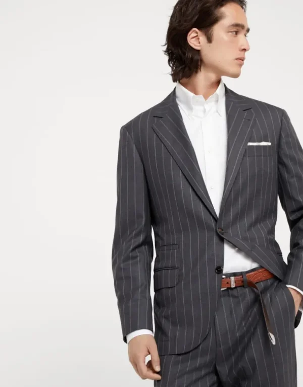 Super 150s virgin wool wide chalk stripe batavia blazer