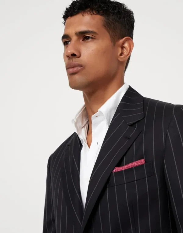 Super 150s virgin wool wide chalk stripe batavia blazer