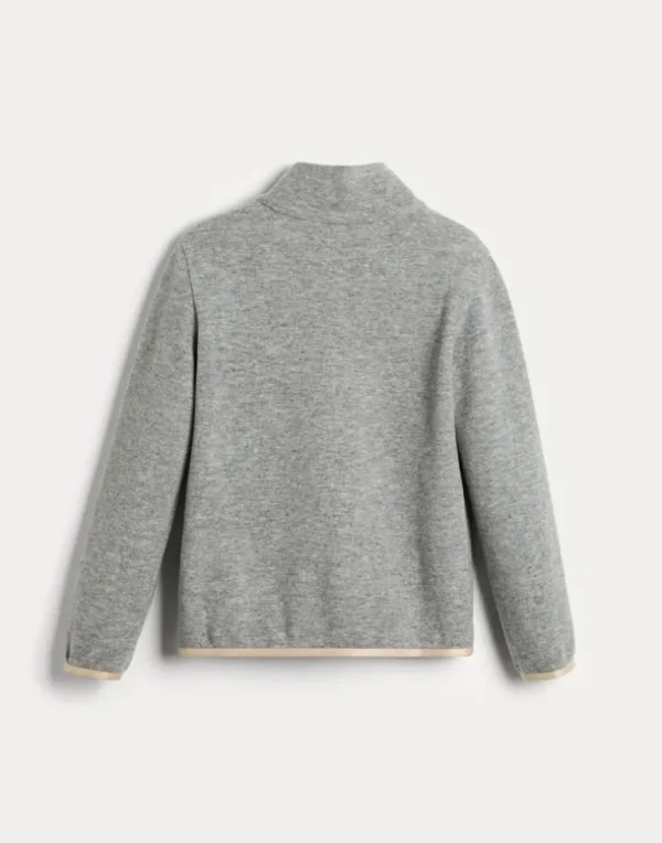 Techno cashmere and cotton turtleneck sweatshirt with half zip