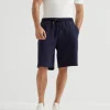 Techno cotton French terry shorts with piping