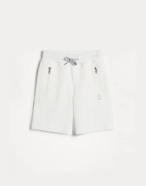 Techno cotton French terry Bermuda shorts with drawstring and logo