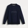 Techno cotton French terry sweatshirt with embroidery and print