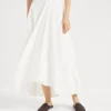 Techno cotton poplin bubble hem skirt