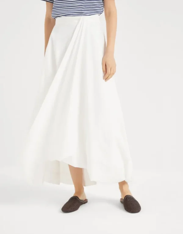 Techno cotton poplin bubble hem skirt