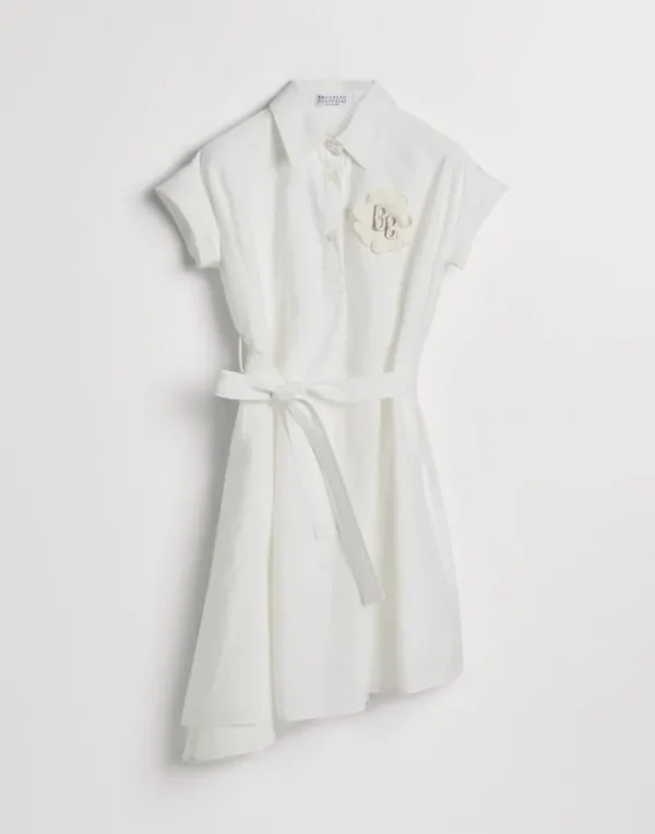 Techno cotton poplin shirt dress with patch