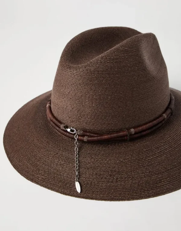 Techno hemp and cotton fedora with leather and monili band