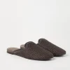 Techno raffia slippers with precious trim