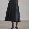 Techno virgin wool flannel fern motif circle skirt