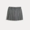 Techno virgin wool flannel pleated mini skirt