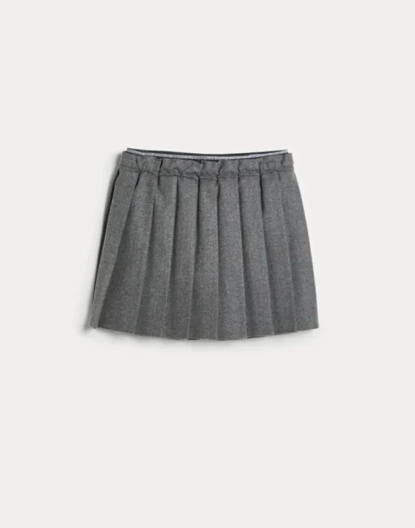 Techno virgin wool flannel pleated mini skirt