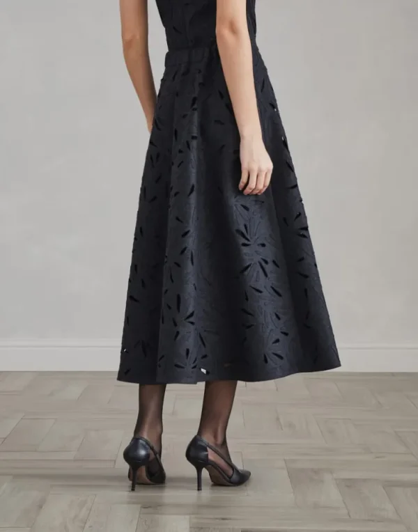 Techno virgin wool flannel fern motif circle skirt