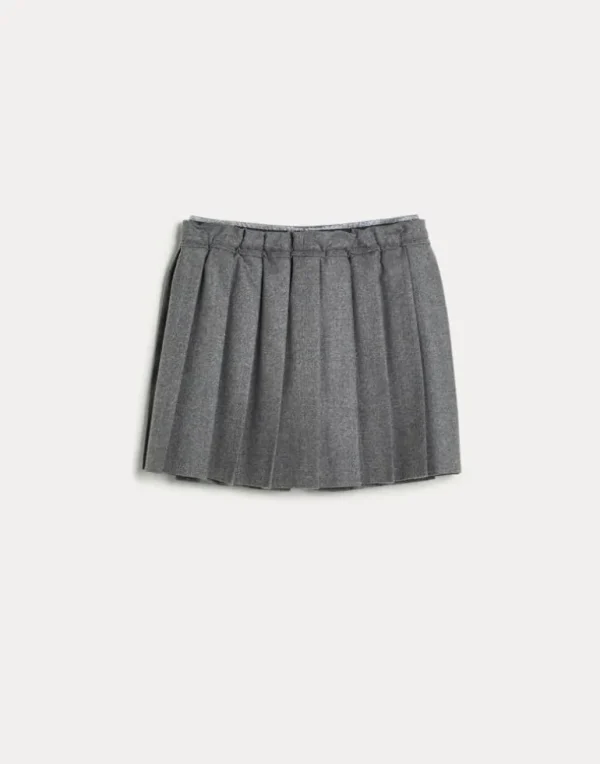 Techno virgin wool flannel pleated mini skirt