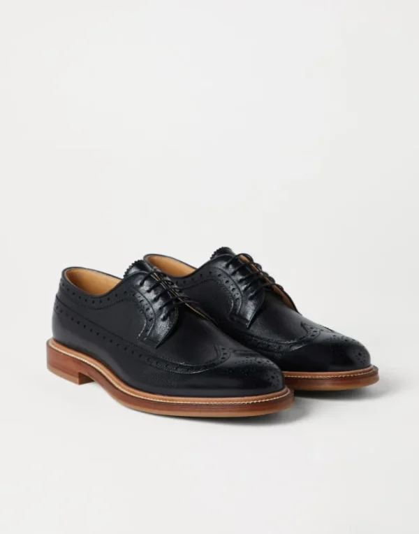 Texture calfskin full brogue Derbys